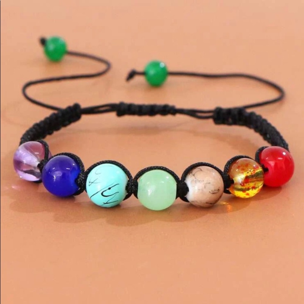 7 chakra stones bracelet with adjustable string